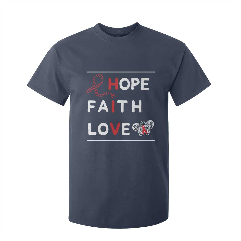 Faith Hope Love HIV AIDS Awareness T Shirt For Kid Hope Strength Empowerment Gift TS12 Navy Print Your Wear