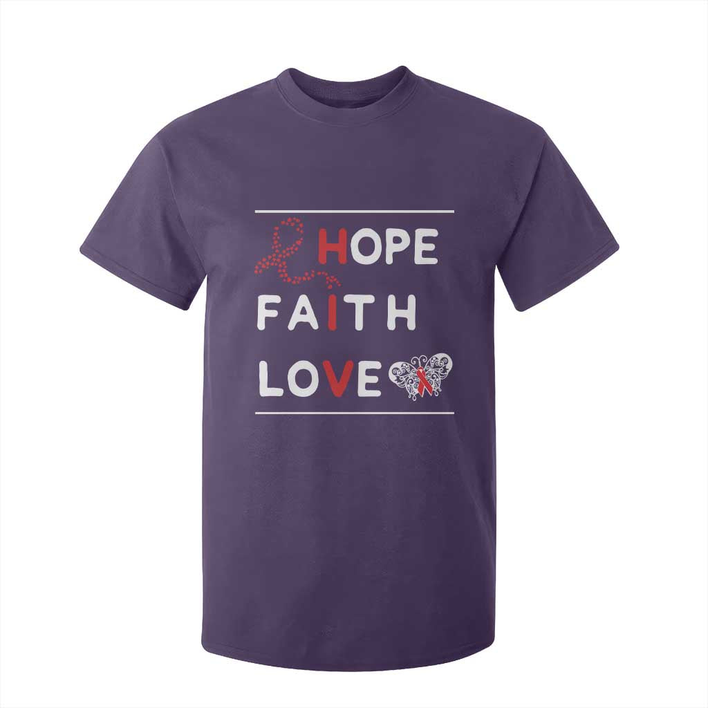 Faith Hope Love HIV AIDS Awareness T Shirt For Kid Hope Strength Empowerment Gift TS12 Purple Print Your Wear
