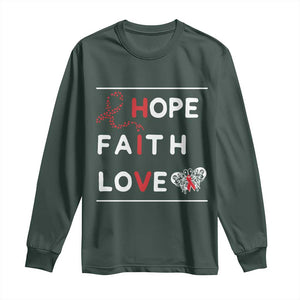 Faith Hope Love HIV AIDS Awareness Long Sleeve Shirt Hope Strength Empowerment Gift TS12 Dark Forest Green Print Your Wear