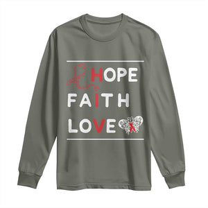 Faith Hope Love HIV AIDS Awareness Long Sleeve Shirt Hope Strength Empowerment Gift TS12 Military Green Print Your Wear