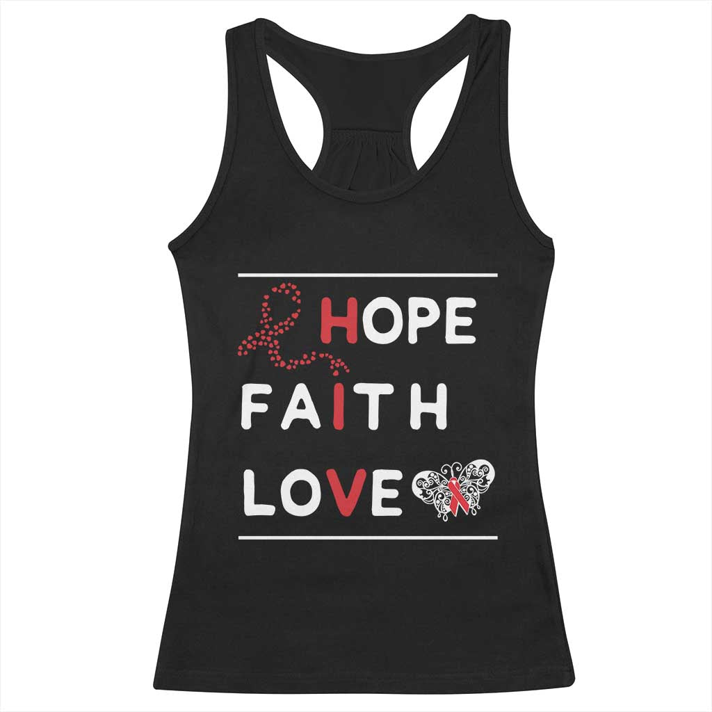 Faith Hope Love HIV AIDS Awareness Racerback Tank Top Hope Strength Empowerment Gift TS12 Black Print Your Wear