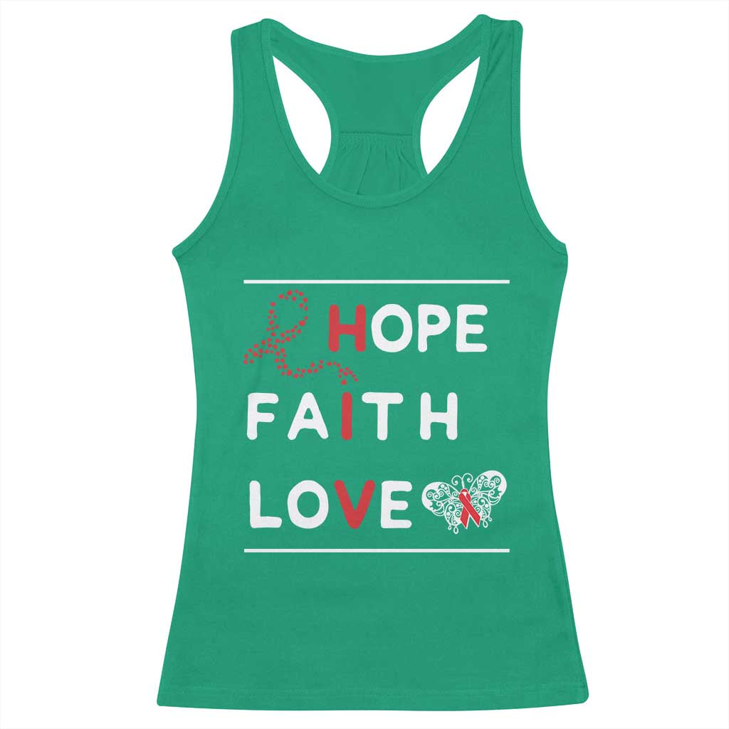 Faith Hope Love HIV AIDS Awareness Racerback Tank Top Hope Strength Empowerment Gift TS12 Irish Green Print Your Wear