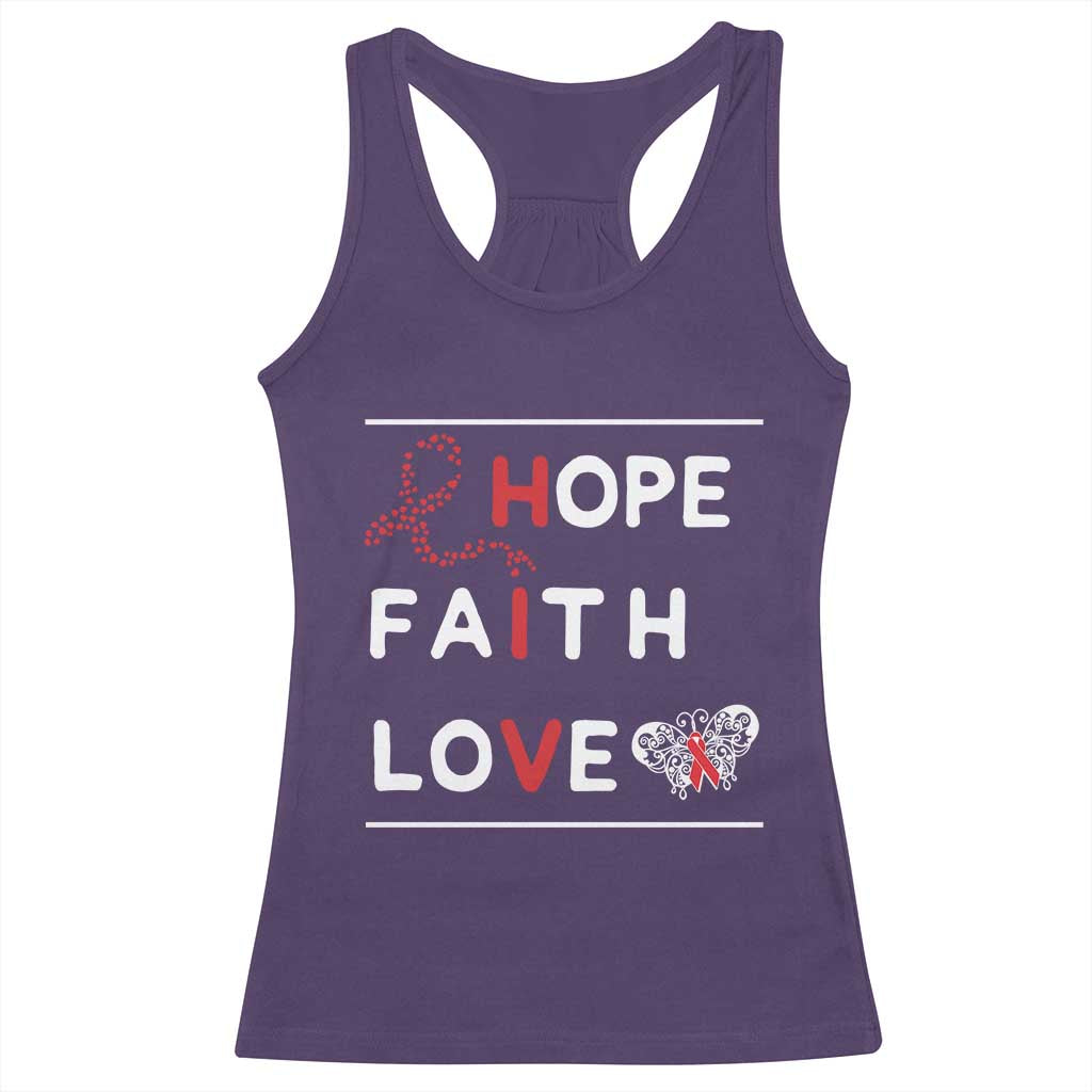 Faith Hope Love HIV AIDS Awareness Racerback Tank Top Hope Strength Empowerment Gift TS12 Purple Print Your Wear