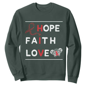 Faith Hope Love HIV AIDS Awareness Sweatshirt Hope Strength Empowerment Gift TS12 Dark Forest Green Print Your Wear