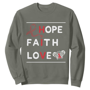 Faith Hope Love HIV AIDS Awareness Sweatshirt Hope Strength Empowerment Gift TS12 Military Green Print Your Wear