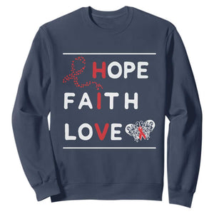 Faith Hope Love HIV AIDS Awareness Sweatshirt Hope Strength Empowerment Gift TS12 Navy Print Your Wear