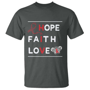 Faith Hope Love HIV AIDS Awareness T Shirt Hope Strength Empowerment Gift TS12 Dark Heather Print Your Wear