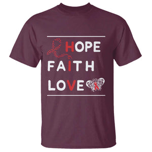 Faith Hope Love HIV AIDS Awareness T Shirt Hope Strength Empowerment Gift TS12 Maroon Print Your Wear