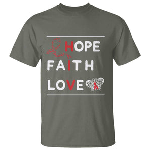 Faith Hope Love HIV AIDS Awareness T Shirt Hope Strength Empowerment Gift TS12 Military Green Print Your Wear