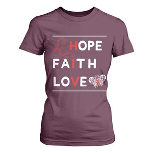 Faith Hope Love HIV AIDS Awareness T Shirt For Women Hope Strength Empowerment Gift TS12 Maroon Print Your Wear