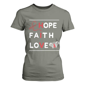 Faith Hope Love HIV AIDS Awareness T Shirt For Women Hope Strength Empowerment Gift TS12 Military Green Print Your Wear
