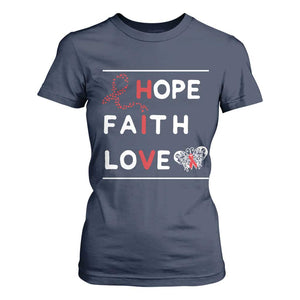 Faith Hope Love HIV AIDS Awareness T Shirt For Women Hope Strength Empowerment Gift TS12 Navy Print Your Wear