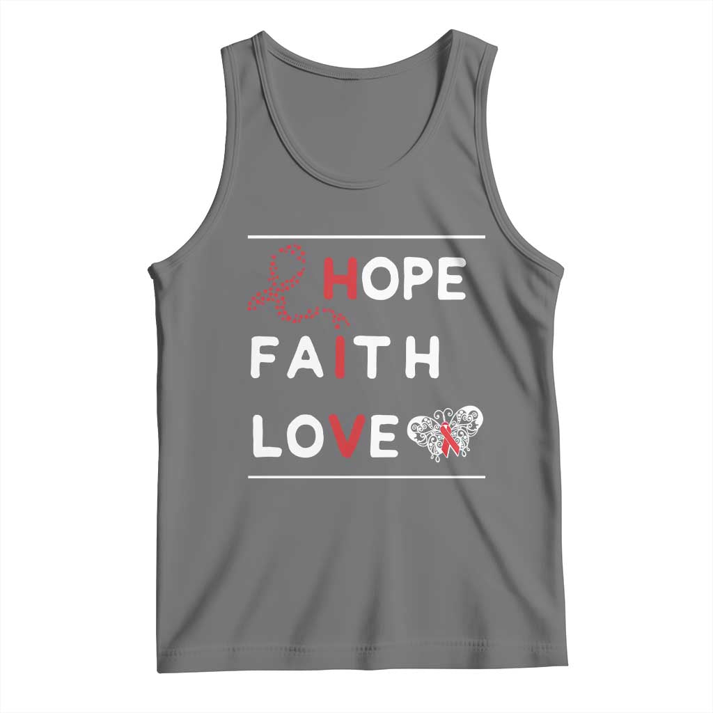 Faith Hope Love HIV AIDS Awareness Tank Top Hope Strength Empowerment Gift TS12 Black Heather Print Your Wear