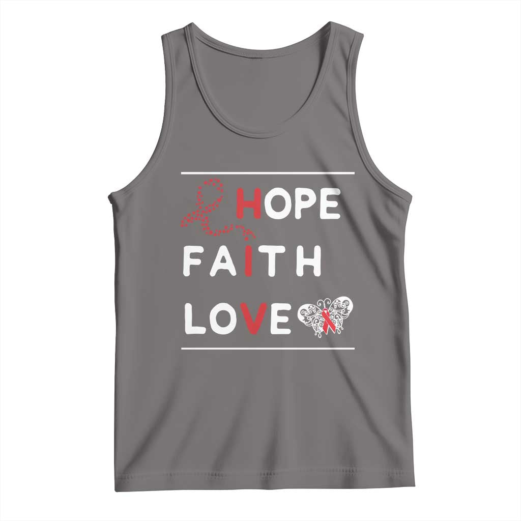 Faith Hope Love HIV AIDS Awareness Tank Top Hope Strength Empowerment Gift TS12 Deep Heather Print Your Wear