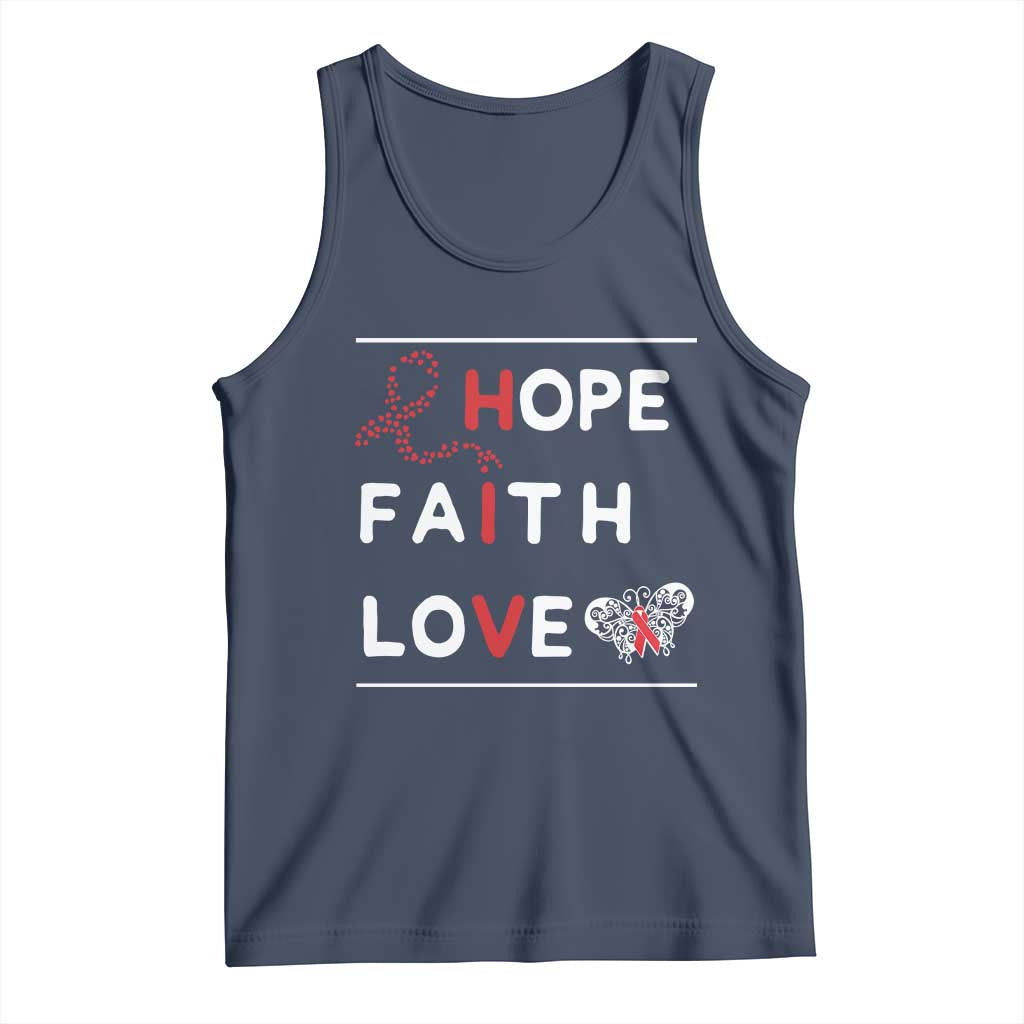 Faith Hope Love HIV AIDS Awareness Tank Top Hope Strength Empowerment Gift TS12 Navy Print Your Wear