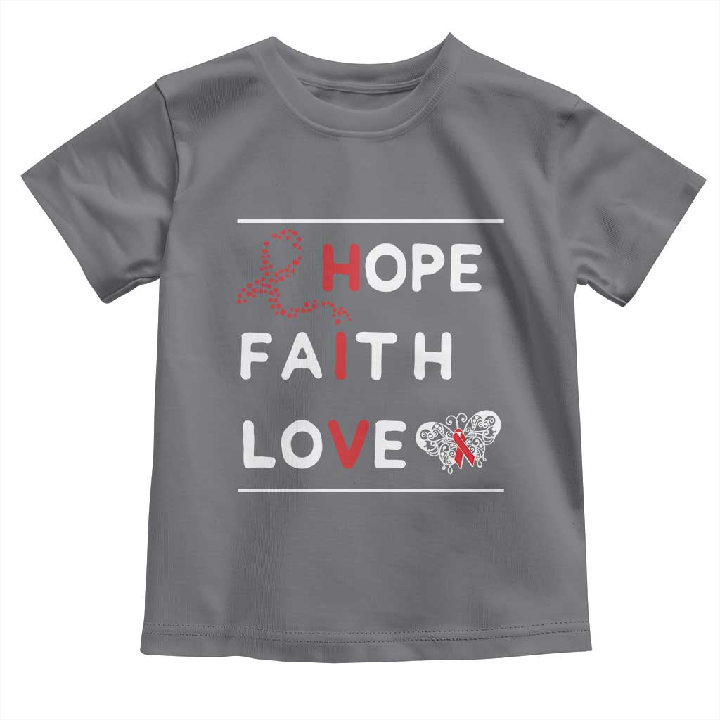 Faith Hope Love HIV AIDS Awareness Toddler T Shirt Hope Strength Empowerment Gift TS12 Charcoal Print Your Wear