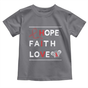 Faith Hope Love HIV AIDS Awareness Toddler T Shirt Hope Strength Empowerment Gift TS12 Charcoal Print Your Wear