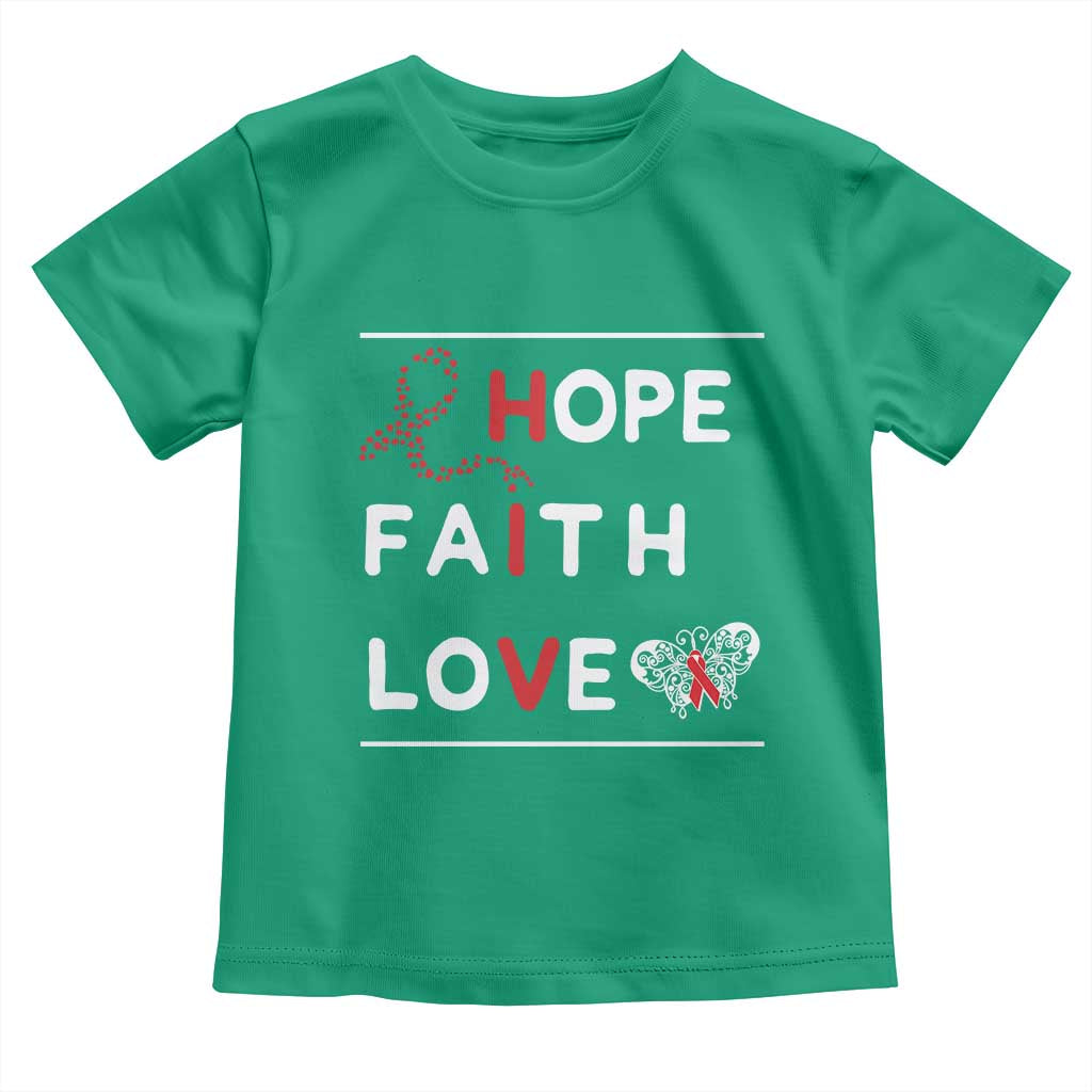 Faith Hope Love HIV AIDS Awareness Toddler T Shirt Hope Strength Empowerment Gift TS12 Irish Green Print Your Wear