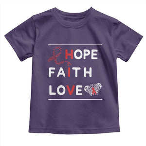 Faith Hope Love HIV AIDS Awareness Toddler T Shirt Hope Strength Empowerment Gift TS12 Purple Print Your Wear