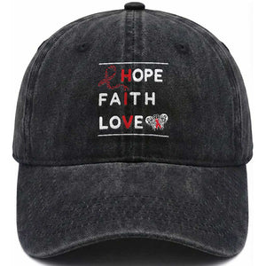 Faith Hope Love HIV AIDS Awareness Washed Cotton Baseball Cap Hope Strength Empowerment Gift TS12 Print Your Wear