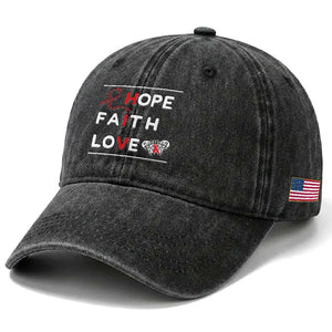 Faith Hope Love HIV AIDS Awareness Washed Cotton Baseball Cap Hope Strength Empowerment Gift TS12 Print Your Wear