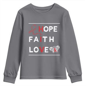 Faith Hope Love HIV AIDS Awareness Youth Sweatshirt Hope Strength Empowerment Gift TS12 Charcoal Print Your Wear