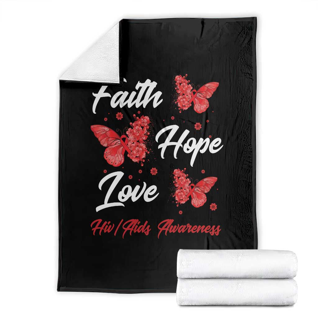 Faith Hope Love HIV AIDS Awareness Butterfly Gift Throw Blanket TS12 Black Print Your Wear