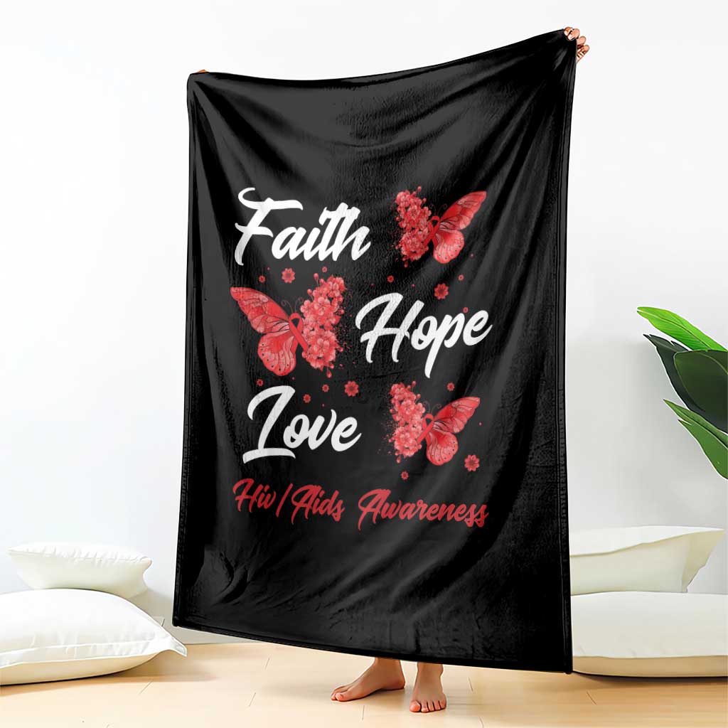 Faith Hope Love HIV AIDS Awareness Butterfly Gift Throw Blanket TS12 Print Your Wear