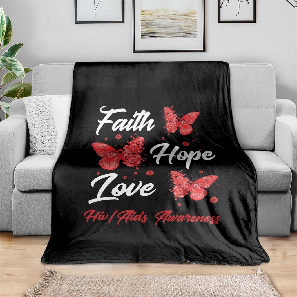 Faith Hope Love HIV AIDS Awareness Butterfly Gift Throw Blanket TS12 Print Your Wear