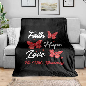 Faith Hope Love HIV AIDS Awareness Butterfly Gift Throw Blanket TS12 Print Your Wear