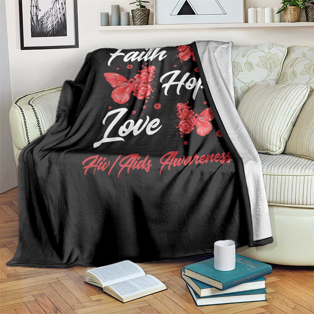 Faith Hope Love HIV AIDS Awareness Butterfly Gift Throw Blanket TS12 Print Your Wear