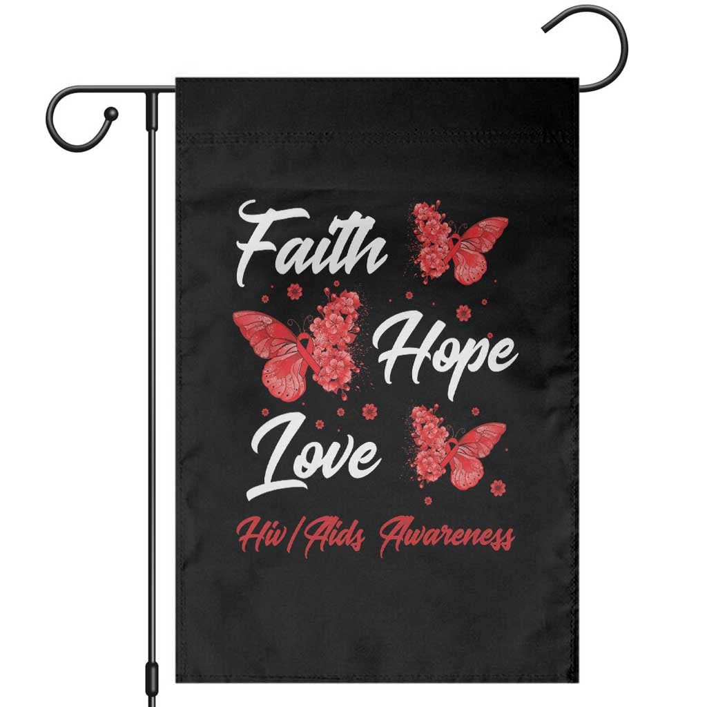 Faith Hope Love HIV AIDS Awareness Butterfly Gift Garden Flag TS12 Black Print Your Wear