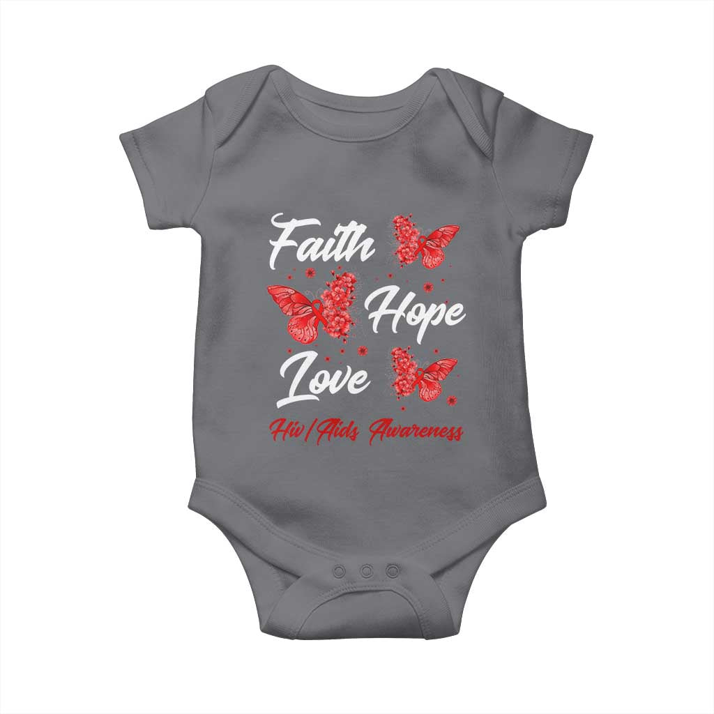 Faith Hope Love HIV AIDS Awareness Butterfly Gift Baby Onesie TS12 Charcoal Print Your Wear