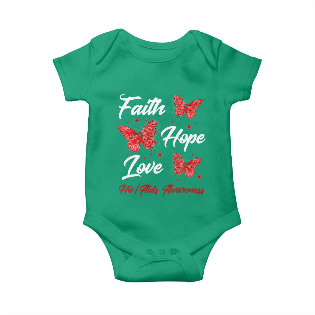 Faith Hope Love HIV AIDS Awareness Butterfly Gift Baby Onesie TS12 Irish Green Print Your Wear