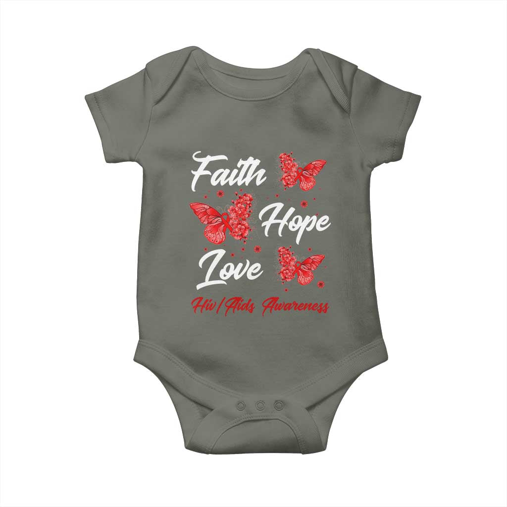 Faith Hope Love HIV AIDS Awareness Butterfly Gift Baby Onesie TS12 Military Green Print Your Wear
