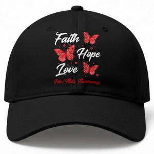 Faith Hope Love HIV AIDS Awareness Butterfly Gift Baseball Cap TS12 Print Your Wear
