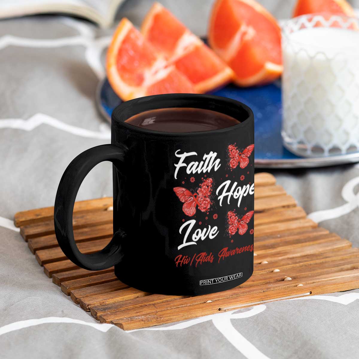 Faith Hope Love HIV AIDS Awareness Butterfly Gift Coffee Mug TS12 Print Your Wear