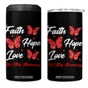 Faith Hope Love HIV AIDS Awareness Butterfly Gift 4 in 1 Can Cooler Tumbler TS12 One Size: 16 oz Black Print Your Wear
