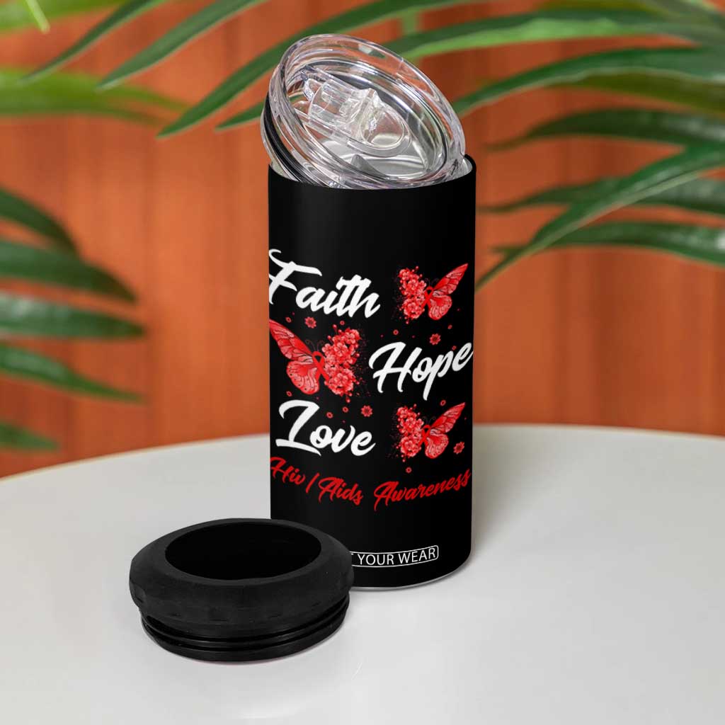 Faith Hope Love HIV AIDS Awareness Butterfly Gift 4 in 1 Can Cooler Tumbler TS12 Print Your Wear