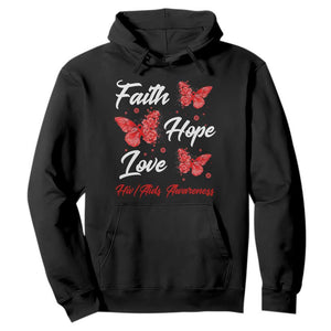 Faith Hope Love HIV AIDS Awareness Butterfly Gift Hoodie TS12 Black Print Your Wear