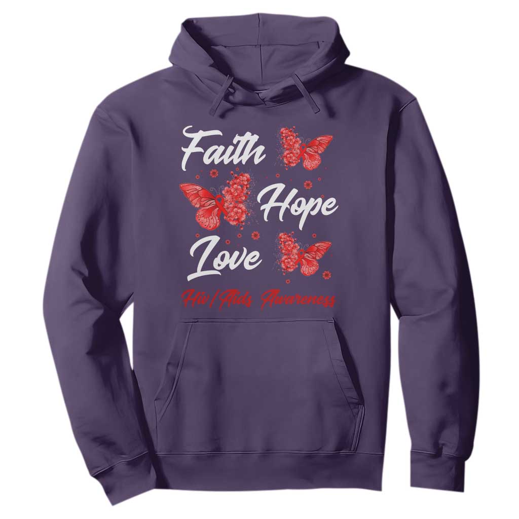Faith Hope Love HIV AIDS Awareness Butterfly Gift Hoodie TS12 Purple Print Your Wear