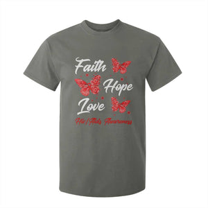 Faith Hope Love HIV AIDS Awareness Butterfly Gift T Shirt For Kid TS12 Military Green Print Your Wear