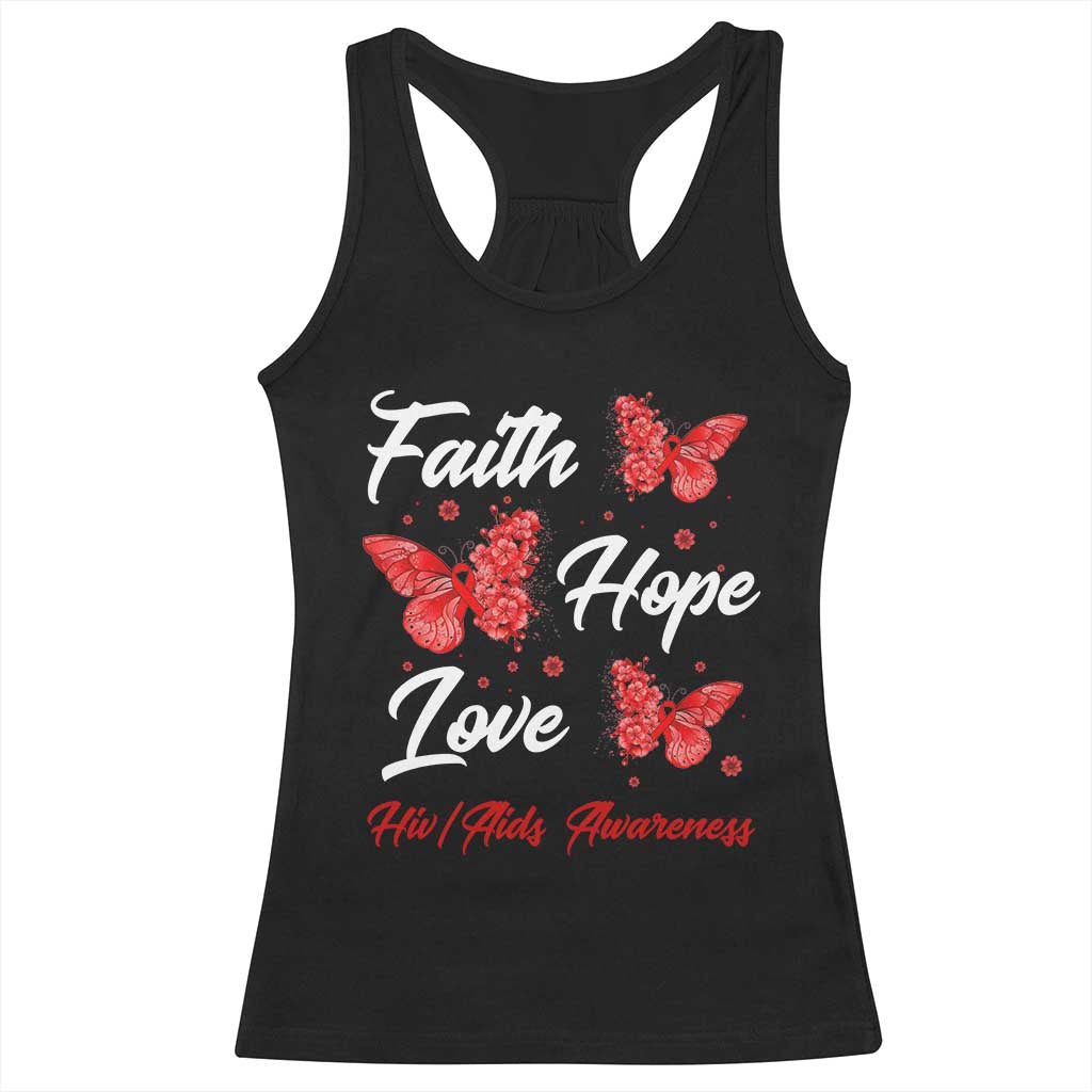 Faith Hope Love HIV AIDS Awareness Butterfly Gift Racerback Tank Top TS12 Black Print Your Wear