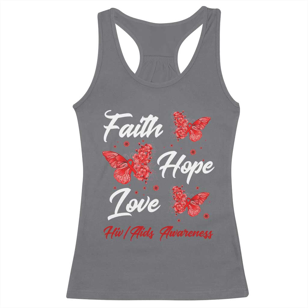 Faith Hope Love HIV AIDS Awareness Butterfly Gift Racerback Tank Top TS12 Charcoal Print Your Wear