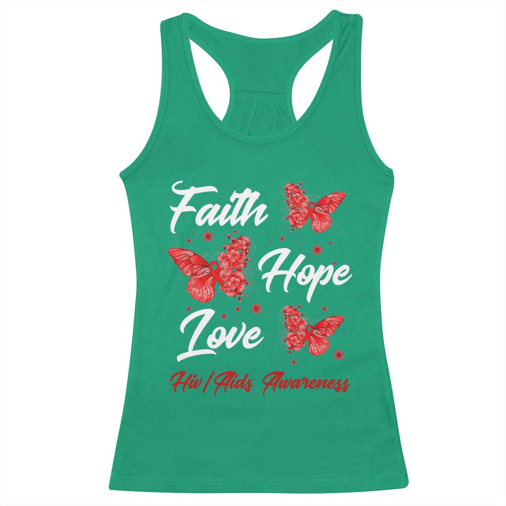 Faith Hope Love HIV AIDS Awareness Butterfly Gift Racerback Tank Top TS12 Irish Green Print Your Wear