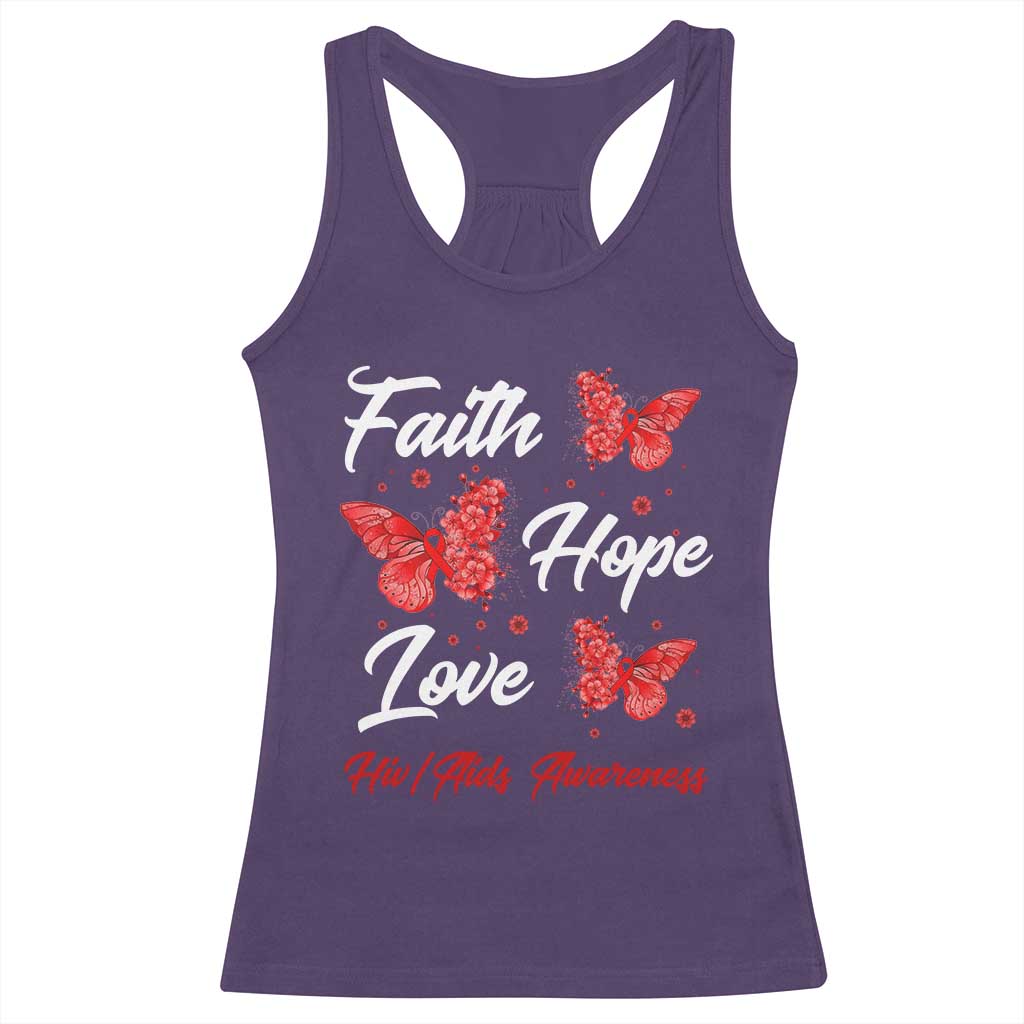 Faith Hope Love HIV AIDS Awareness Butterfly Gift Racerback Tank Top TS12 Purple Print Your Wear