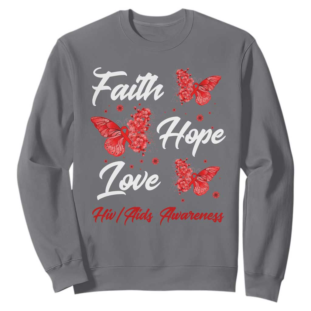 Faith Hope Love HIV AIDS Awareness Butterfly Gift Sweatshirt TS12 Charcoal Print Your Wear