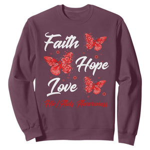 Faith Hope Love HIV AIDS Awareness Butterfly Gift Sweatshirt TS12 Maroon Print Your Wear