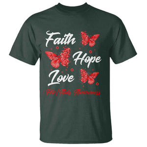 Faith Hope Love HIV AIDS Awareness Butterfly Gift T Shirt TS12 Dark Forest Green Print Your Wear