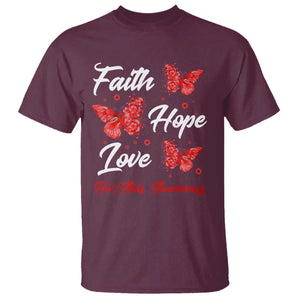 Faith Hope Love HIV AIDS Awareness Butterfly Gift T Shirt TS12 Maroon Print Your Wear